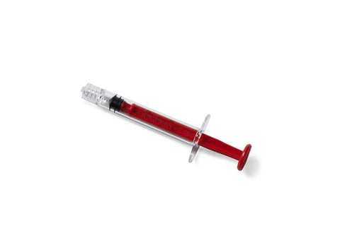 High-Pressure Polycarbonate Medication Syringe with Fixed Male Luer Lock Fitting, 1 mL, Red