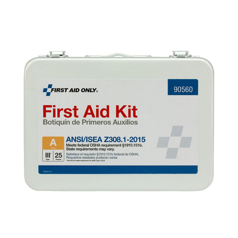 25 Person First Aid Kit, ANSI A, Metal Case