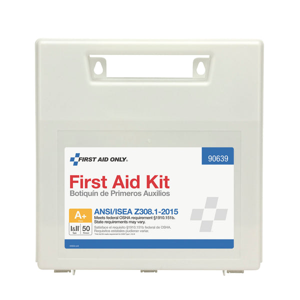 50 Person First Aid Kit, ANSI A+, Plastic Case with Dividers