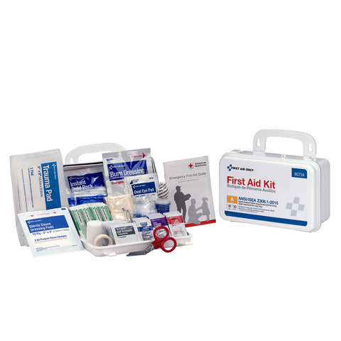 10 Person First Aid Kit, ANSI A, Plastic Case