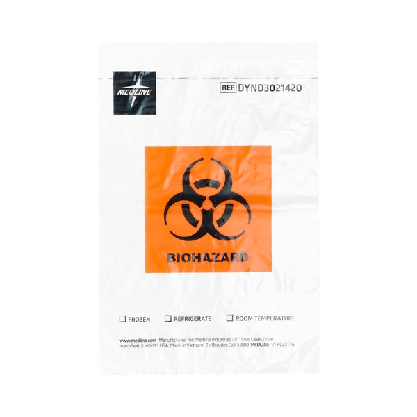 Zip-Style Biohazard Specimen Bag with Pocket, 6