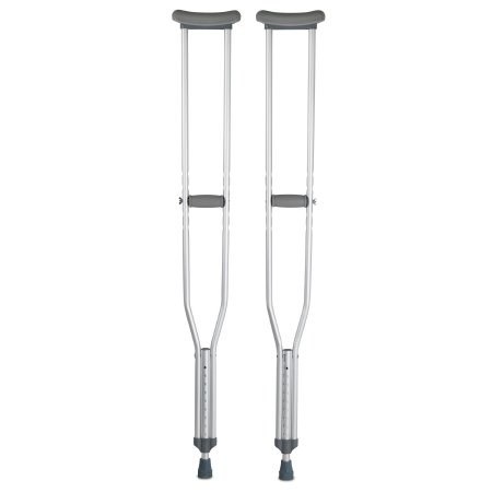 Underarm Crutches McKesson Aluminum Frame Tall Adult 350 lbs. Weight Capacity Push Button / Wing Nut Adjustment