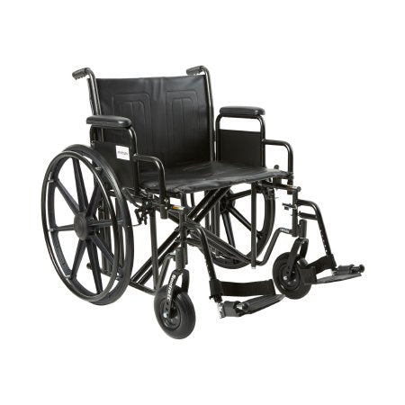 Wheelchair McKesson Dual Axle Desk Length Arm Removable Padded Arm Style Composite Wheel Black Upholstery 22 Inch Seat Width 450 lbs. Weight Capacity