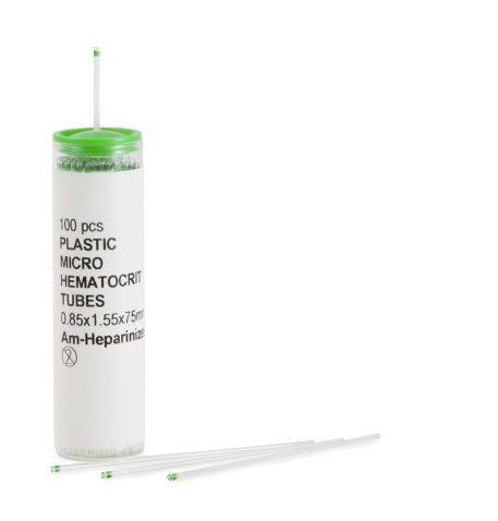 Ammonium Heparin Additive, 0.8 X 1.5 X 75 mm, Green Stripe Without Closure Plastic Tube - 2 - 4 Weeks Lead Time