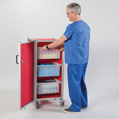 Supply Transport Cart with Three Divider Boxes