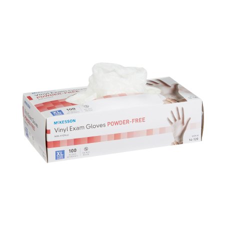 Exam Glove McKesson X-Large NonSterile Vinyl Standard Cuff Length Smooth Clear Not Chemo Approved