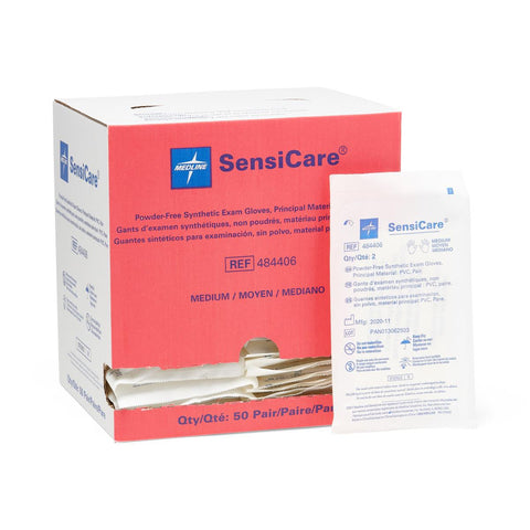 SensiCare Sterile Powder-Free Stretch Vinyl Exam Gloves, Pairs, Size M