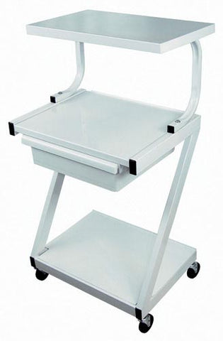 Z Cart Steel 3 Shelf w/Drawer White