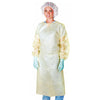 Coated Polypropylene Isolation Gown with Elastic Wrists, Yellow, Size XL