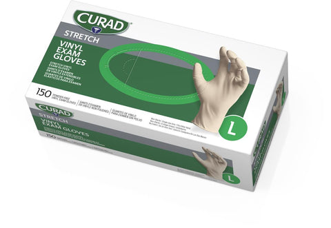 CURAD Stretch Vinyl Exam Gloves, Size L