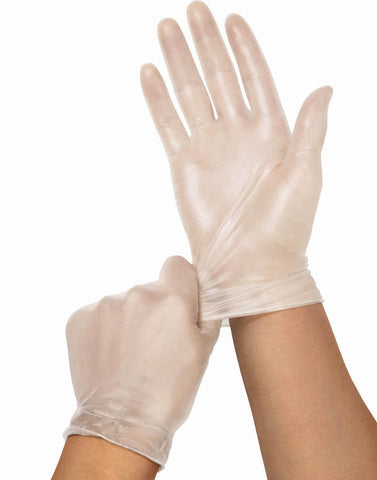 Powder-Free Clear Vinyl Exam Gloves, Size M