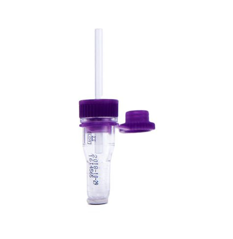 Ram Scientific Safe-T-Fill® Capillary Blood Collection Tube Whole Blood Tube K2 EDTA Additive 1.1 mm Diameter 125 µL Purple Pierceable Attached Cap Plastic Tube, 50/PK