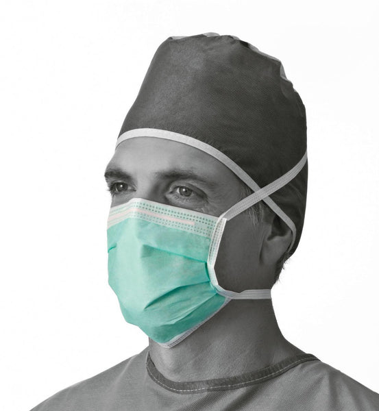 ASTM Level 1 Surgical Face Mask with Ties and Anti-Fog Adhesive Tape, Green