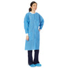 Multilayer Lab Coat with Knit Cuffs and Collar, Blue, Size S