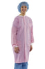 Multilayer Lab Coat with Knit Cuffs and Collar, Pink, Size L