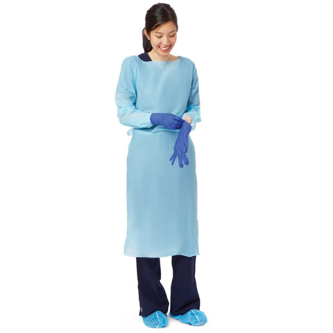 Standard Polyethylene Isolation Gowns with Thumb Loop, Blue, Universal Size