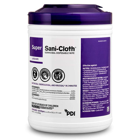 Super Sani-Cloth Germicidal Disposable Wipes, 6