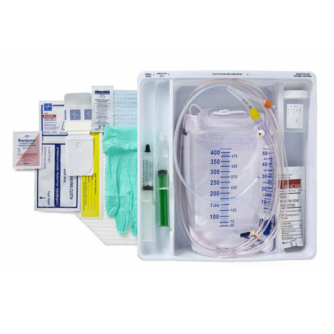 Total One-Layer Tray with 400 mL Urine Meter, 2, 500 mL Drain Bag with Metal-Free Drainage Port, 100% Silicone Foley Catheter, 16 Fr, 10 mL, Peri Wipe