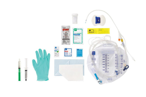 Total One-Layer Tray with 400 mL Urine Meter with 2, 500 mL Drain Bag, 100% Temperature-Sensing Silicone Foley Catheter, 16 Fr, 10 mL, Peri Wipe