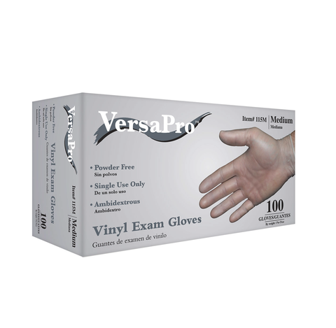 Vinyl Exam Gloves, Powder Free, Clear – MEDIUM