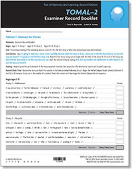 TOMAL-2 Examiner Record Booklets (25)